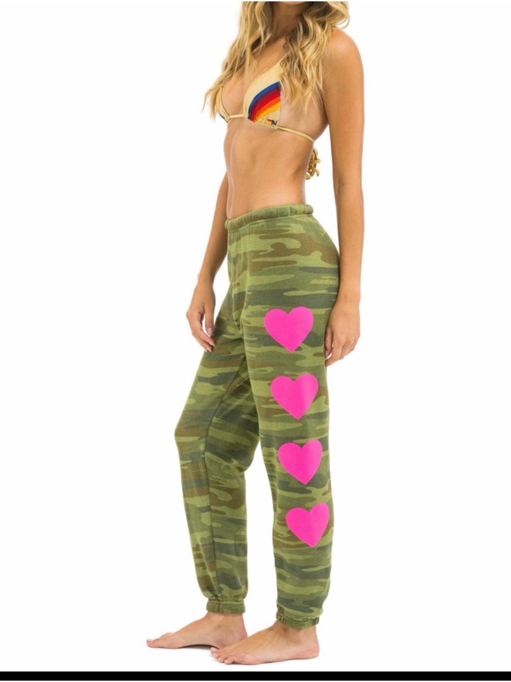 Aviator Nation Camo Joggers with Pink Heart
